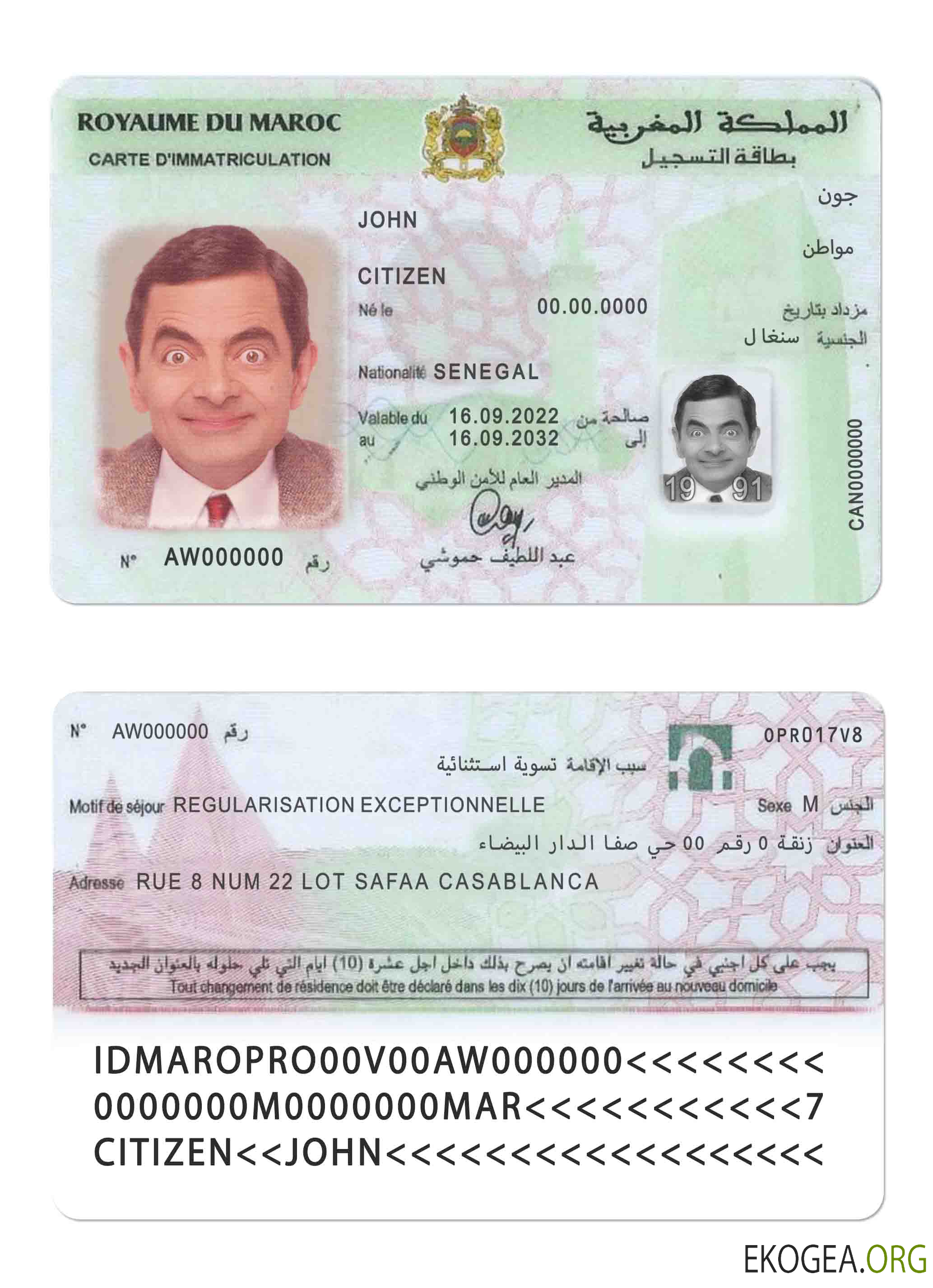 Carte grise du Maroc